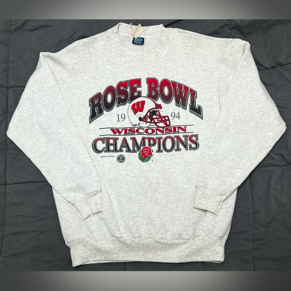 NWT Vintage 1994 Wisconsin Badgers Rose Bowl Champions Crewneck SZ XL DEADSTOCK